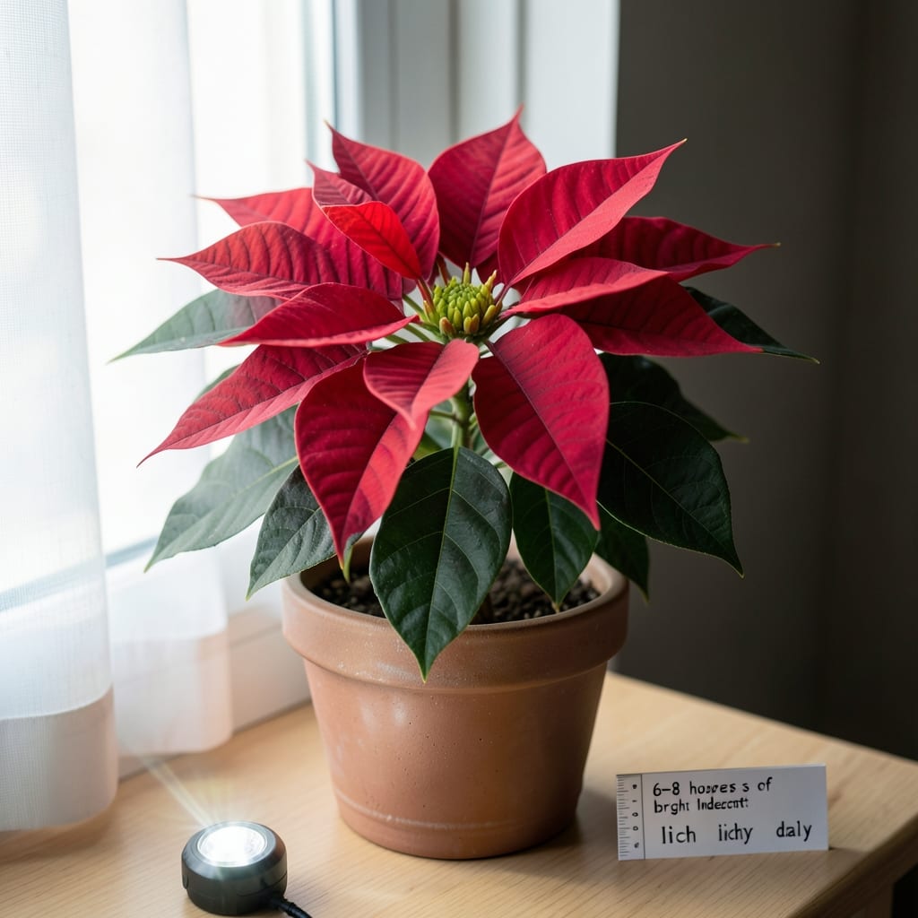 How Much Light Does a Poinsettia Plant Need: Bright Indirect Sunlight for Peak Holiday Colors